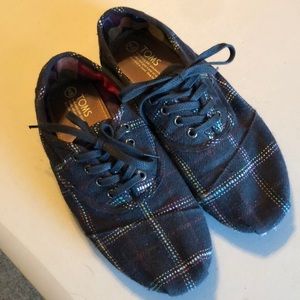 Tom’s Black Plaid Casual Shoes - Women’s SZ 10